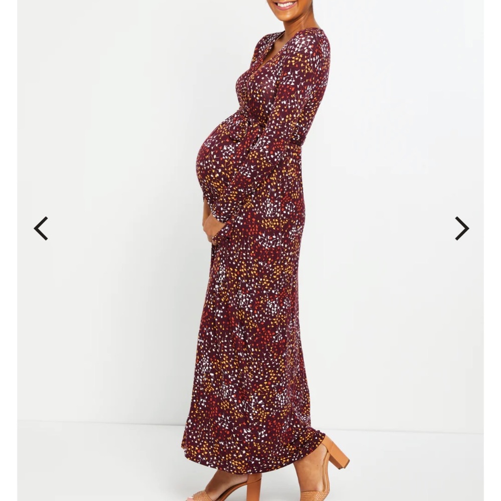 Floral Wrap Long Sleeve Maternity Maxi Dress - Motherhood Maternity